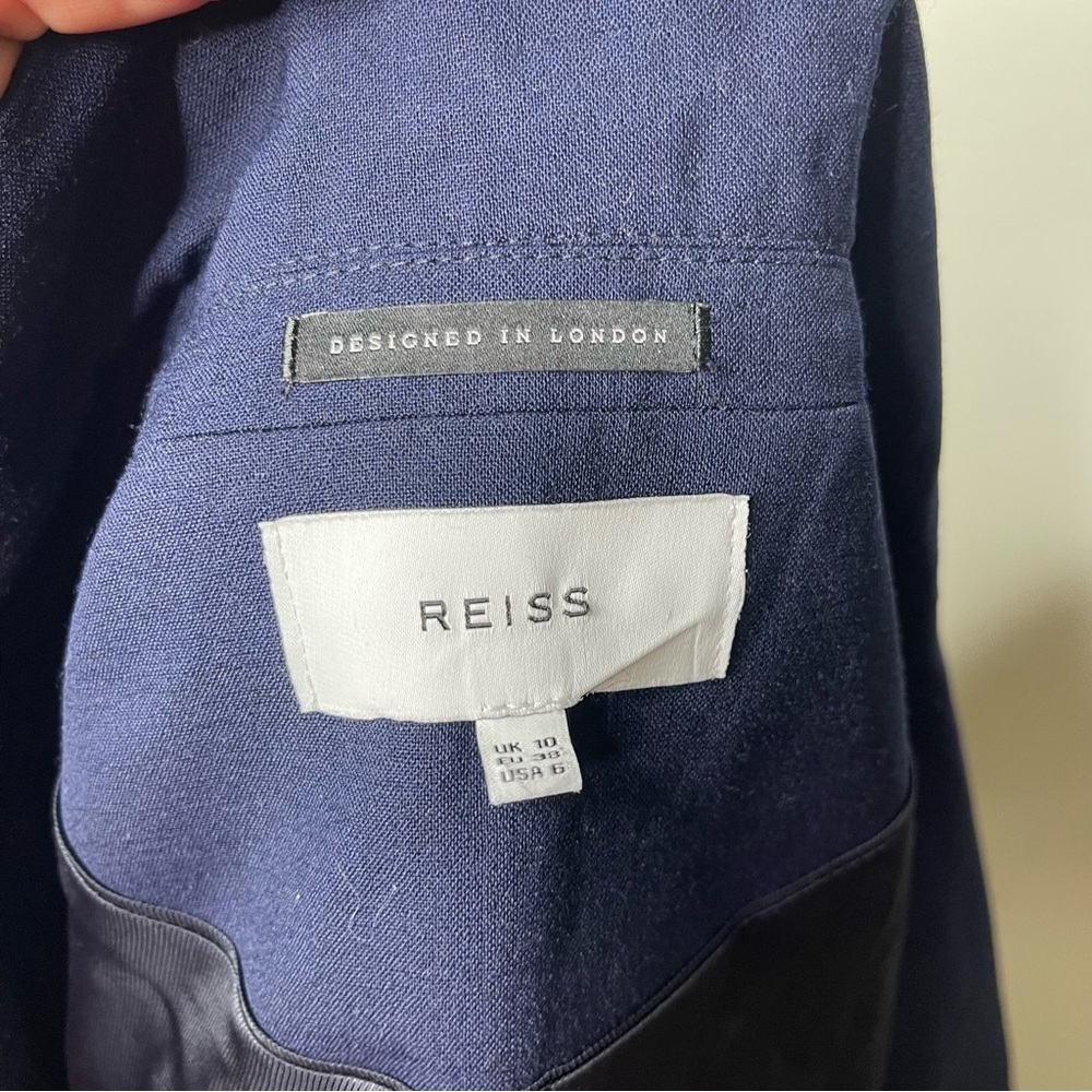 Reiss Navy Blue One Button Wool Blazer sz 6 - Picture 3 of 8